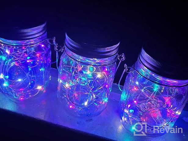 img 1 attached to Set Of 6 RGB Multicolor Mason Jar Solar Lights With 30 LEDs For Outdoor Hanging, Waterproof Fairy Lights For Patio Garden With Hangers And Jars Included From Mlambert review by Shawn Vennakota