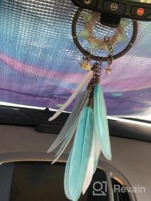 img 8 attached to Dremisland Handmade Dream Catcher Car Rear View Mirror Charm With Pearl Ornament - Blue And Grey Dream Catchers