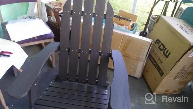 img 1 attached to Folding Adirondack Chair - SERWALL Wood-Like All Weather Outdoor Patio Chairs, Black Foldable review by Tracy Robinson