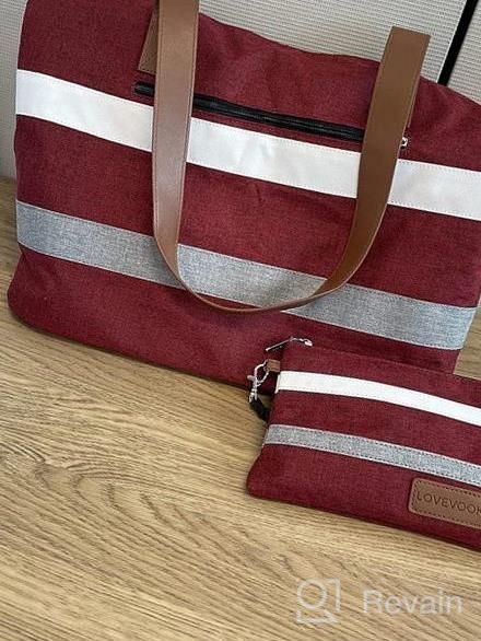 img 1 attached to Women'S Lightweight 15.6" Laptop Shoulder Tote Bag Work School Handbag Purse 2Pc Set By LOVEVOOK review by Yvonne Mok