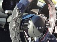 img 1 attached to 14.5-15 Inch D Shaped Steering Wheel Cover - Great Grip, 3D Honeycomb Anti-Slip Design & Flat Bottom: PINCTROT (Black/Red Stitch) review by Emmanuel Nguyen
