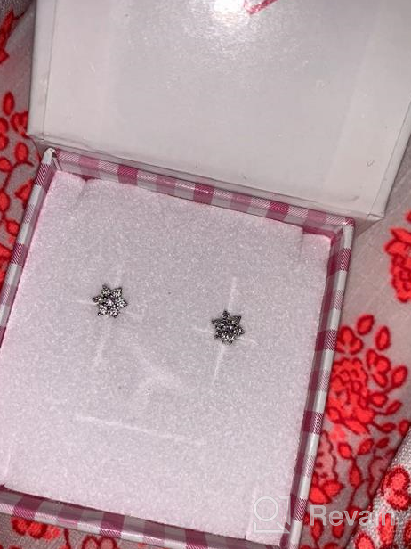 img 1 attached to 925 Sterling Silver 5mm Multicolored CZ Flower Screw Back Earrings for Young Girls - Delicate Floral Screw Back Earrings for Infants, Toddlers - CZ Flower Studs with Secure Screw Back Locking for Children review by Sonia Hills