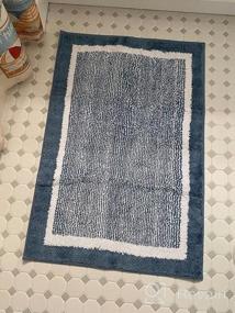img 7 attached to Ultra Soft Water Absorbent Bath Rug Mat, 16"X24", Machine Wash/Dry, For Tub Shower And Bathroom - Blue White