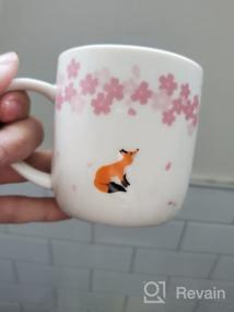img 5 attached to Поднимите свой кофе с Teagas Элегантная розовая керамическая кружка Cherry Blossom Fox - идеальный подарок для ваших близких!