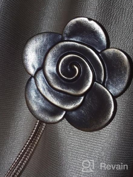 img 1 attached to Vintage Resin Flower Magnetic Curtain Tie Back With Rope Drapery - Lewondr Decorative Buckle Holder For Home, Office, Cafe Balcony And Outdoor Use - Gray review by Chris Beals