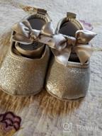 img 1 attached to 👶 Lidiano Baby Girls Bowknot Sequins Bling Anti-Slip Mary Jane Flat Crib Shoes + Headband Combo review by Lisa Kattestad