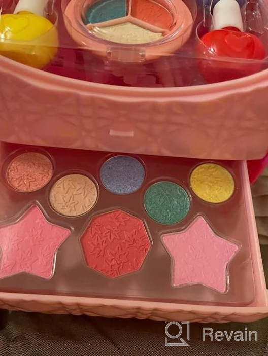 img 1 attached to KIZCITY Washable Kids Makeup Kit - 50-Piece Set Of Safe And Non-Toxic Cosmetics For Little Girls, Perfect Frozen Toy For Ages 3-12 | Ideal Christmas Or Birthday Gift For Toddlers And Kids review by Brian Tompkins