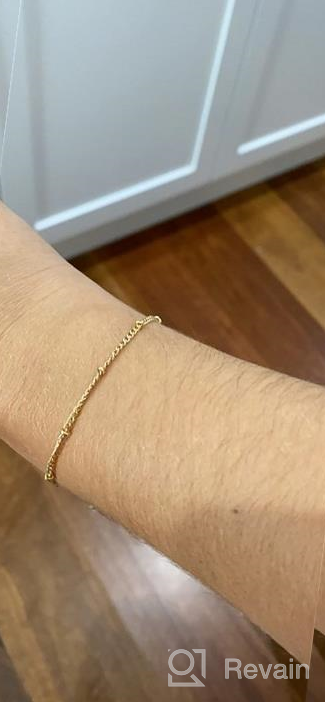 img 1 attached to 📿 Double Chain Link Layered Bracelets for Women and Girls - Handmade Paper Clip Style, Dainty and Adjustable - 14K Gold Filled, Thin Fashion, Minimalist Friendship, Bohemian Boho - Set of 2 - Perfect Birthday Gifts for Daughters review by Christy Johnson