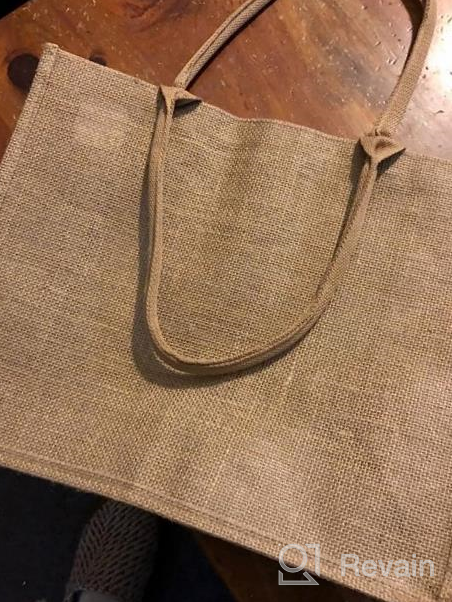 img 1 attached to Set Of 8 Extra-Large Burlap Tote Bags With Inner Zipper Pockets And Cotton Handles For DIY Decoration, Beach, Teacher, Mother, Bridesmaid, And Wedding - Eco-Friendly BeeGreen Jute Bags In Bulk review by Mike West