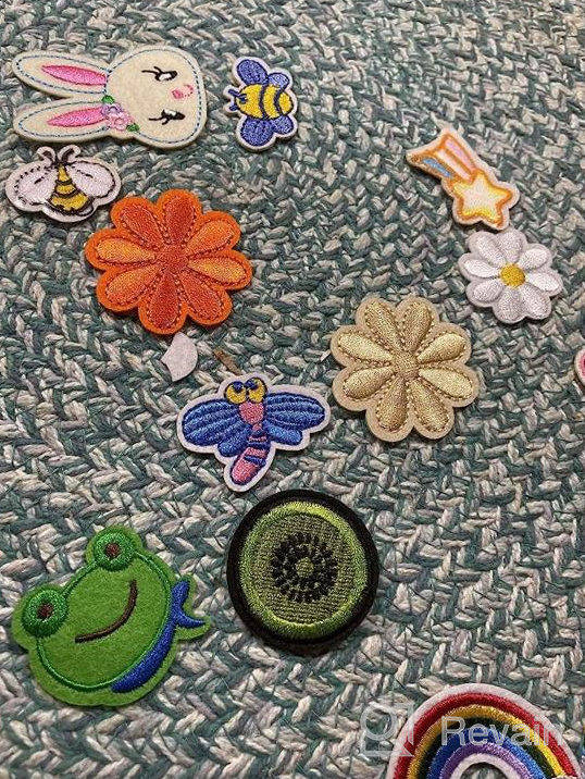 img 1 attached to Assorted Embroidered Iron-On Patches - 60 Pieces For DIY Accessories, Sewing Appliques For Jackets, Hats, Backpacks, Jeans, And More review by Thomas Mertz