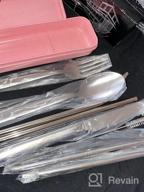 img 1 attached to Portable Travel Utensils With Case, HaWare Stainless Steel Silverware Set For Camping Office School Lunch, Including Knife Fork Spoon Chopsticks, Reusable And Dishwasher Safe(Blue) review by Jerry Moody