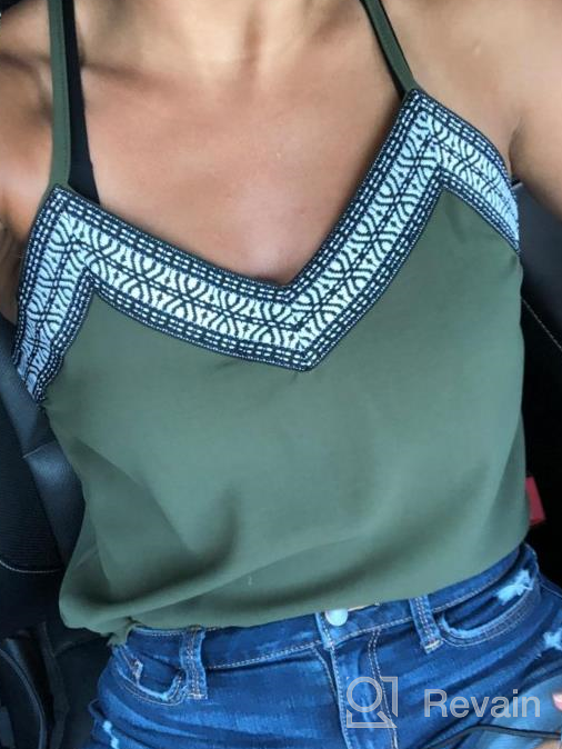 img 1 attached to Embroidered Sleeveless Blouse: Women'S V-Neck Strappy Casual Tank Top By BLENCOT With Loose Fit review by Amy Monson