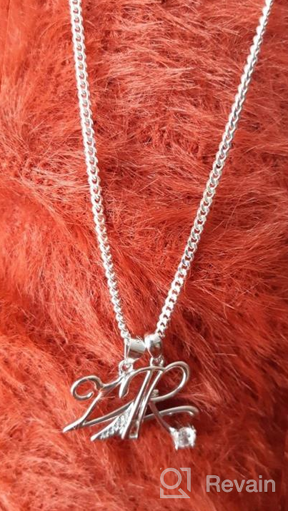 img 1 attached to Sparkling YFN S925 Sterling Silver Cubic Zirconia Alphabet Pendant Necklace - 26 Letters Collection review by Sandra Johnson