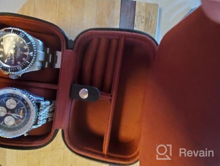 img 1 attached to Portable 2-Watch Travel Case Storage Organizer By ROTHWELL - Fits Watches Up To 50Mm (Black/Grey) review by Brian Hrdlicka