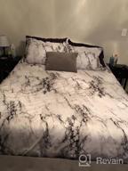 картинка 1 прикреплена к отзыву 1000-TC Luxury Microfiber Down Comforter Quilt Cover Set: Nanko Queen Bedding Duvet With White & Black Marble Print, Zipper Closure + Ties - Modern Style For Men & Women от Ronnie Cole