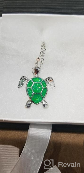 img 1 attached to 🐢 ATIMIGO Cute Sea Turtle Opal Pendant Necklace - Silver Chain Animal Jewelry Gift for Women and Girls review by Kristi Washington