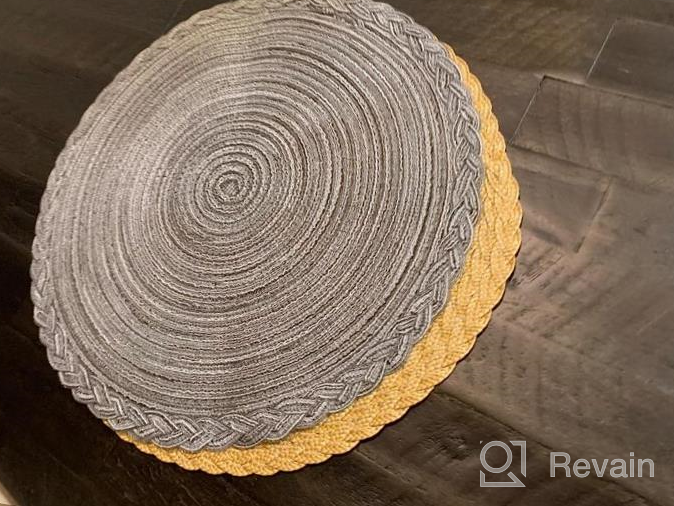 img 1 attached to U'Artlines 15 Inch Round Cotton Placemats Non Slip Heat Resistant Braided Table Mats For Fall, Dinner Parties, BBQs, Indoor And Ourdoor Use (6Pcs Placemats, Beige) review by Damon Murray