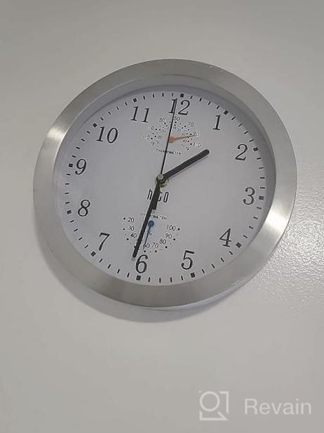 img 1 attached to HITO Non Ticking Wall Clock - Sleek Aluminum Frame, Silent Sweep Movement, 12" White For Office, Bedroom & Kitchen Decor review by Aaron Richardson