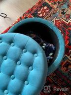 img 1 attached to Teal Velvet Round Ottoman With Storage - Stylish And Chic Addition To Your Living Room And Bedroom Decor By Homepop review by Angela Petersen