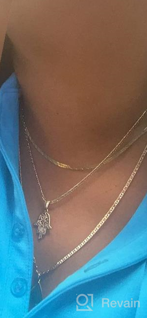 img 1 attached to Flat Mariner/Marina 060 3MM Chain Necklace With 💛 Hamsa Hand Pendant - 18K Gold Plated by Barzel review by Jack Edwards