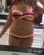 img 1 attached to Stripe Halter Bandeau Bikini Set With Tummy Control And Twist Detail For Women, Two Piece Swimsuit By Sidefeel review by Bob Roberts