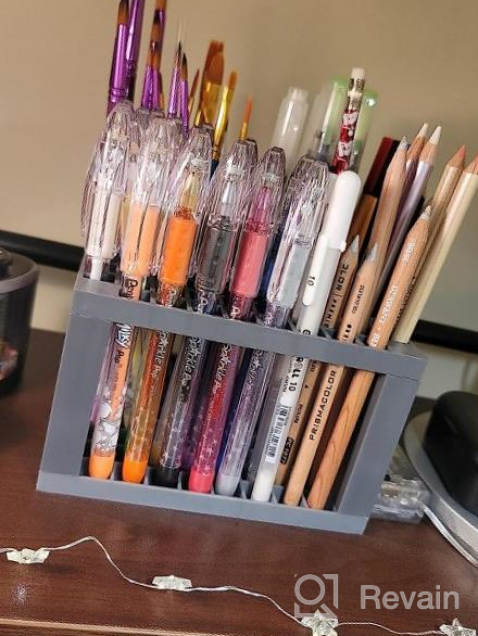 img 1 attached to Transon Paint Brush Holder Organizer 96 Slots Desk Caddy For Pens, Pencils, Brushes, Markers review by Profit Gilley