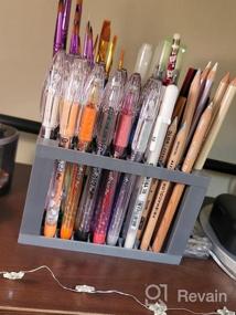 img 7 attached to Transon Paint Brush Holder Organizer 96 Slots Desk Caddy For Pens, Pencils, Brushes, Markers