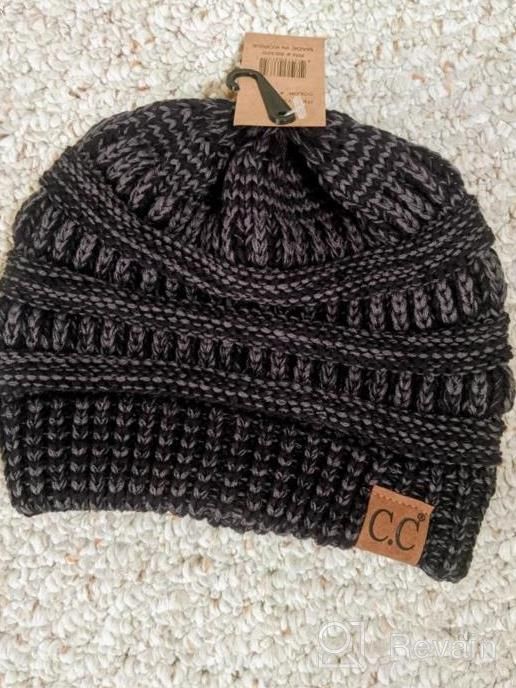 img 1 attached to Warm & Stylish Women'S Knit Beanie Hat: CC Beanie With Soft Cable & Trendy Leopard/Check Cuff review by Stephanie Byrd