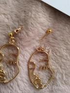 img 1 attached to Face Abstract Gold Statement Earrings - Mookoo 3 Pair Vintage Hypoallergenic Dangle Stud For Girls Teens Women review by Jim Plump