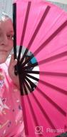 img 1 attached to OMyTea Large Kitana Rave Clack Folding Hand Fan - Stylish Chinese Japanese Kung Fu Tai Chi Fan for Men/Women - Ideal for EDM, Music Festivals, Events, Parties, and Performances - Beautiful Blue Decoration review by Jason Mulah