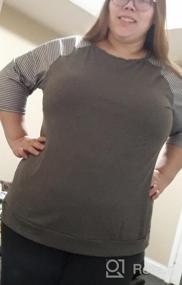 img 6 attached to Plus Size Striped Raglan Tunic Top With Crew Neck And Pocket Detail, Available In 3/4 Or Short Sleeve