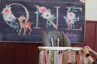img 1 attached to Deer-Ful First Birthday Party Poster: Sweet Girl'S Sika Deer Theme Backdrop Featuring Floral Design, Rustic Wood Plank Floor Background And Photo Booth Props - 5X3Ft Photo Banner review by Victor Correa