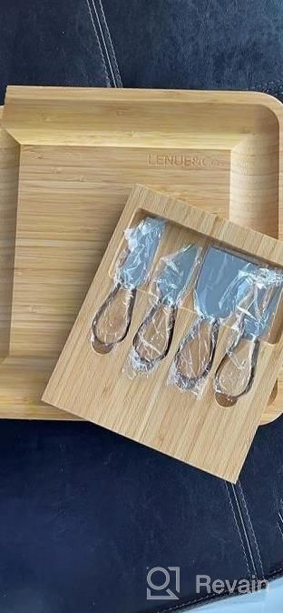 img 1 attached to Large Bamboo Cheese Board Charcuterie Platter With Stainless Steel Knife Set - Perfect For Birthday, Bridal Shower, Housewarming & Wedding Gifts review by Jasmine Lovett