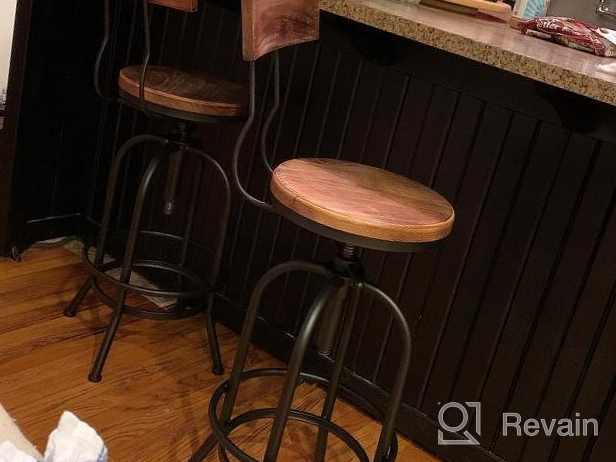 img 1 attached to Set Of 2 Height-Adjustable Industrial Swivel Bar Stools With Backrest For Kitchen, Dining, Office Or Counter - Vintage Style Guest Chairs By BOKKOLIK review by Sade Tucker