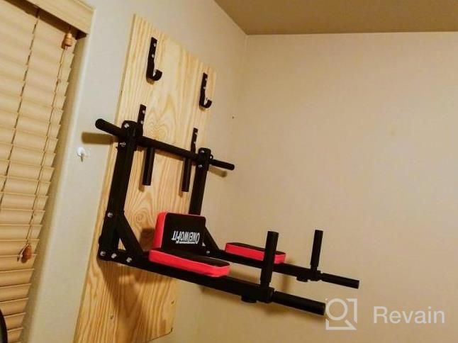 img 1 attached to OneTwoFit Power Tower Set - Multifunctional Wall-Mounted Pull-Up Bar, Chin-Up Bar, Dip Station - Ideal Indoor Home Gym Workout Equipment, Supports Up To 440 Lbs - OT126 Fitness Dip Stand review by Mason Gordon