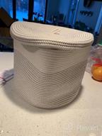 img 1 attached to Large Grey Cotton Rope Storage Basket With Lid - Multipurpose Hamper For Nursery, Living Room, And Bedroom - Ideal Blanket And Toy Organizer - 16"D X 14"H review by Jessica Thomas