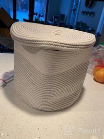 img 6 attached to Large Grey Cotton Rope Storage Basket With Lid - Multipurpose Hamper For Nursery, Living Room, And Bedroom - Ideal Blanket And Toy Organizer - 16"D X 14"H