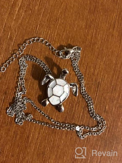 img 1 attached to Jude Jewelers White Gold Plated Simulated Opal Tiny Turtle Pendant Statement Necklace review by Heather Davis