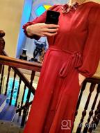 img 1 attached to Women'S Elegant Audrey Hepburn Style Round Neck 3/4 Sleeve Swing Maxi Dress With Long Belt & Pockets review by Gary Ferguson