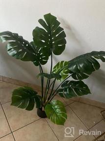 img 7 attached to FOPAMTRI Artificial Monstera Deliciosa Plant 43" Fake Tropical Palm Tree, Perfect Faux Swiss Cheese Plant For Home Garden Office Store Decoration, 11 Leaves