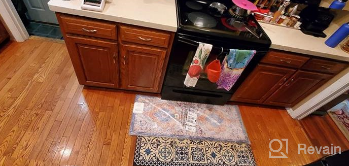 img 1 attached to 🧡 Distressed Bohemian Vintage Anti Fatigue Standing Mat - Rugshop 18" x 47" Multi review by Rick Marie