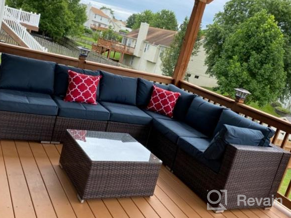 img 1 attached to HTTH Patio Furniture Sets Outdoor Rattan Wicker Conversation Sofa Garden Sectional Sets With Washable Cushions Coffee Table (Grey) review by James Cowan