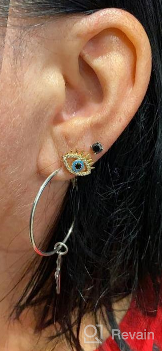 img 1 attached to 18K Gold Evil Eye Stud Earrings With Micro-Inlaid Cubic Zirconia & Blue Gemstone - Perfect Handmade Fashion Jewelry For Women'S Christmas Gift review by Marquel Henry