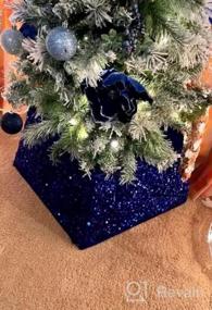 img 7 attached to Сверкающий синий воротник для рождественской елки с блестками - 33,5-дюймовая крышка для подставки для рождественской елки - идеальный декор для дома для отдыха