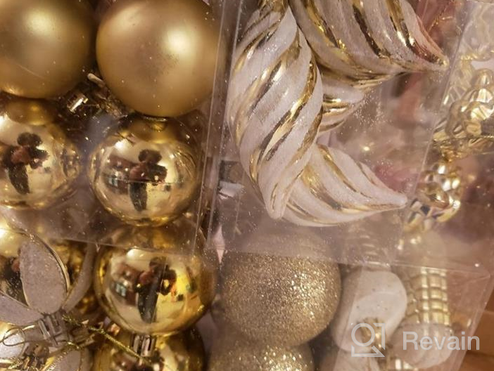 img 1 attached to 76Ct Golden Shatterproof Christmas Tree Ornaments Set - Xmas Decorative Hanging Ball Decorations review by Douglas Hall