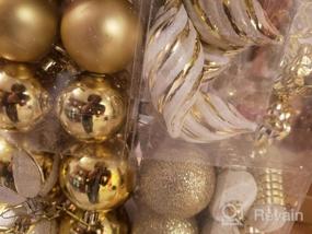 img 7 attached to Набор 76-каратных золотых небьющихся елочных украшений - рождественские декоративные подвесные шары
