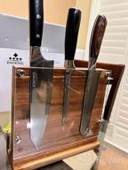 img 1 attached to Organize Your Kitchen With ENOKING'S Magnetic Knife Block - Natural Wooden Holder W/ Acrylic Shield Protection & Double-Sided Stand! review by Micah Manus