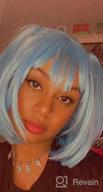 img 1 attached to ENilecor Short Bob Hair Wigs 12" Straight With Flat Bangs Synthetic Colorful Cosplay Daily Party Wig For Women Natural As Real Hair+ Free Wig Cap (Blue) review by Brooke Gill