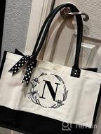img 1 attached to Customized BeeGreen Canvas Tote Bags With Embroidery Monograms And Leather Handles - Ideal Personalized Birthday Gift For Women review by Clinton Youmans