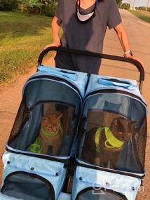 img 6 attached to Двойная коляска для домашних животных для 2 собак, кошек, складная 4-колесная коляска для бегунов с местом для хранения, KARMAS PRODUCT Red